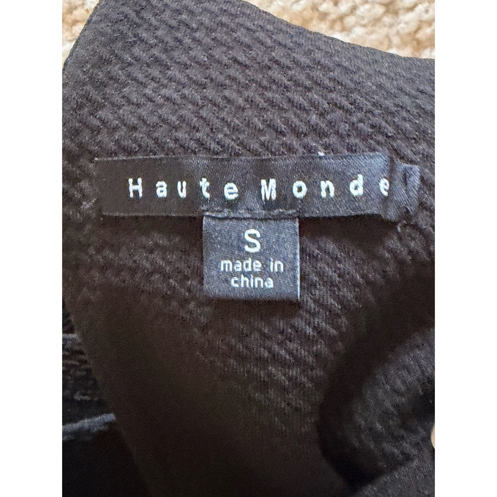 Haute Monde Black Knit Fit & Flare Mini Sleeveless V-Neck Pleated Zip Dress S - Picture 16 of 16
